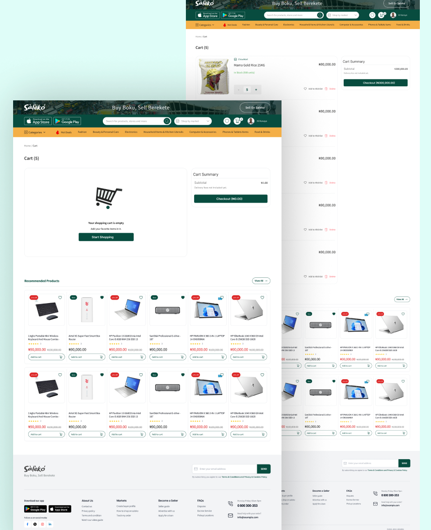 Left buyer screen mockups